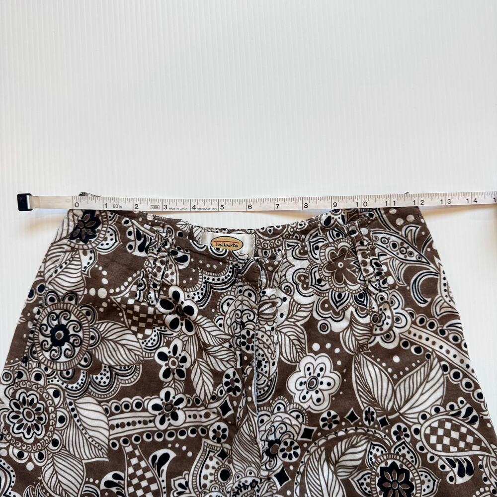 Talbots Paisley Cotton Flare Pants Women's 2 Petite 2P Brown Boho Retro Earthy - Picture 8 of 10